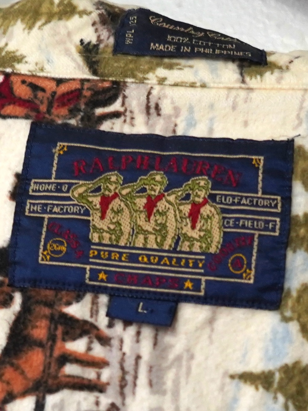 Chaps Ralph Lauren Vintage Ski Scene Flannel Shirt Size Large - Picture 9 of 10